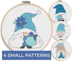 christmas cross stitch pattern - 4  winter gnomes