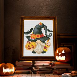 gnome cross stitch witch gnome