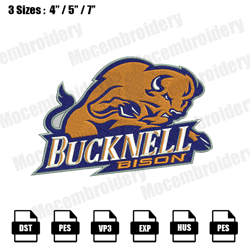 bucknell bison logos embroidery design,ncaa logo embroidery files,logo sport embroidery,digital file