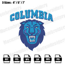 columbia lions logos embroidery design,ncaa logo embroidery files,logo sport embroidery,digital file