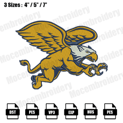 canisius golden griffins logos embroidery design,ncaa logo embroidery files,logo sport embroidery,digital file