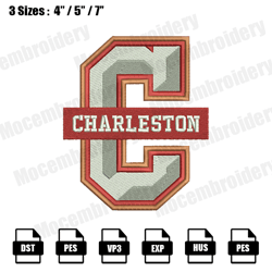 college of charleston cougars logo embroidery design,ncaa logo embroidery files,logo sport embroidery,digital file