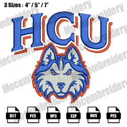 houston christian huskies logo embroidery design, ncaa logo embroidery files,logo sport embroidery,digital file
