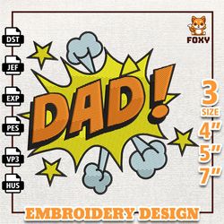 funny cartoon dad embroidery design, movie dad design, happy fathers day embroidery design, instant download