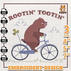 rootin tootin bear embroidery design, funny bear embroidery design, animal embroidery design, instant download