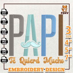 dia del papa embroidery design, happy father day embroidery design, mexican dad embroidery design, instant download
