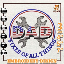 dad fixer of all things embroidery design, happy father day embroidery design, mechanic dad embroidery design, instant d