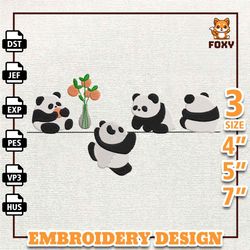 four moods panda bear embroidery design, cute panda embroidery design, funny animal shirt design, instant download