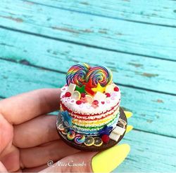 miniature rainbow cake dollhouse furniture