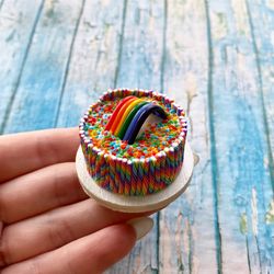 miniature rainbow cake dollhouse