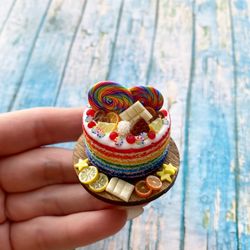 miniature rainbow cake dollhouse sweet candy