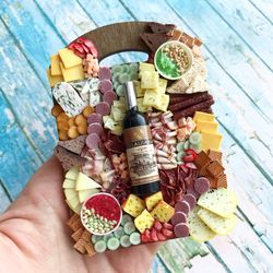 magnet miniature cheese charcuterie board with wine