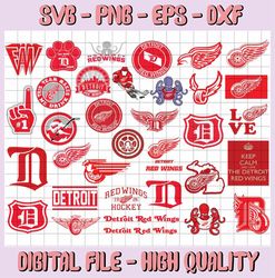 34 files detroit red wings bundle svg, red wings svg,nhl svg, hockey cricut, download cut file, clipart cricut explorer