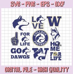 24 files washington huskies football svg,sport svg, football svg, silhouette svg, cut files, college football svg, ncaa
