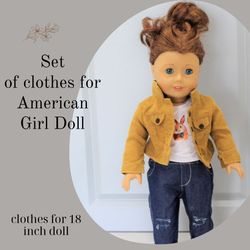 handmade american girl doll outfit – set of 5 – american girl doll clothes   – doll shoes and accessories