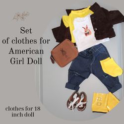 handmade american girl doll outfit – set of 8 – american girl doll clothes – doll shoes and accessories