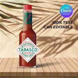 hot sauce label template. easy to customize and print pepper sauce label. instant download, canva editable