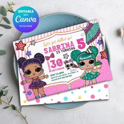 LOL Surprise Birthday Girl Invitation Canva Editable Instant Download