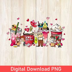 valentine coffee latte png, valentines day coffee drink png, valentine day gift png, valentines day sublimation design