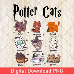 potter cats png, harry pawter kitten png, funny gift for cat lover png, catty potter gift png, vintage famous movie png