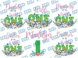 personalized name wild one birthday girl png, family png, zoo safari birthday png, family birthday bundle, wild family p