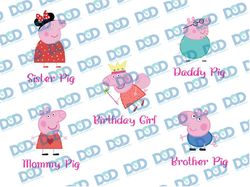 custom peppa pig birthday svg, peppa pig birthday matching family svg, family peppa pig svg, digital download
