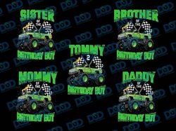 personalized monster truck birthday family matching png, custom monster baby png, family of birthday boy png, digital do