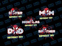 personalized spider man inspired birthday png, spid & his family theme design png, spider birthday family, digital downl