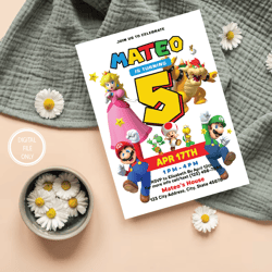 personalized file printable birthday invitation | video game | digital invite | instant download | thank you card | supe