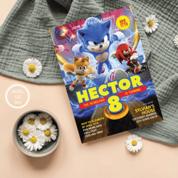 personalized file sonic the hedgehog birthday invitation | sonic party invitation | sonic party invite | 5x7 | cake topp