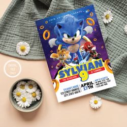 personalized file sonic birthday invitation | sonic invitation | sonic party invite | kids party invite | printable birt