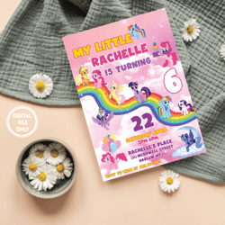 personalized file my little pony birthday invitation | little pony invite, printable birthday invite, kids party| instan