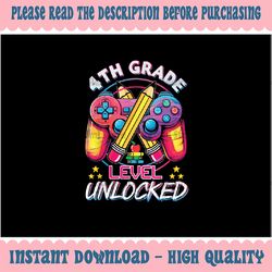 4th grade level unlocked video game png, video game 4th grade designs png, back to school png, digital download