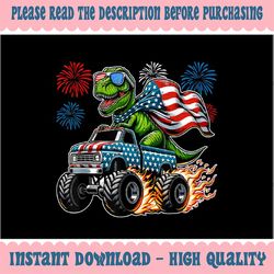 png only 4th of july t-r-ex on monster truck usa flag png, usa monster truck patriotic png, independence day png, digita