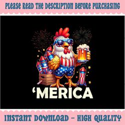 png only chicken 4th of july fireworks png, chicken merica drinking beer png, independence day png, digital download