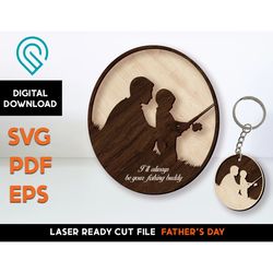 fathers day fishing buddy - laser ready svg cut file template - personalize names - fathers day - fishing dad