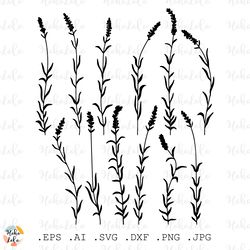 lavender svg, lavender silhouette, lavender cricut, lavender stencil templates dxf, lavender clipart png