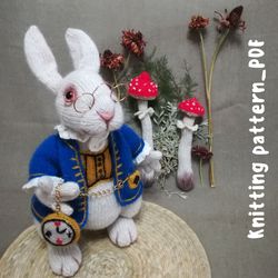 knitting pattern - knit white rabbit inspired by alice in wonderland