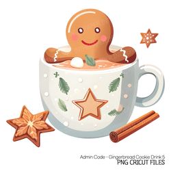 christmas hot chocolate and gingerbread cookies png | cute clipart adorable cinnamon drink kawaii dessert food warm cozy