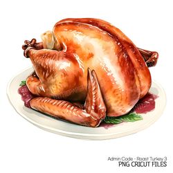 roast turkey png | watercolor christmas thanksgiving food meat clip art barbecue bbq meal illustration dinner decor cozy