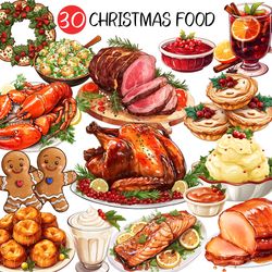 christmas food png | dessert clipart turkey roast beef mince pie yorkshire pudding mulled wine eggnog bbq salmon potato