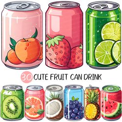 cute fruit can drink png | juice clipart soda lemon lime cherry grape strawberry watermelon peach orange grapefruit