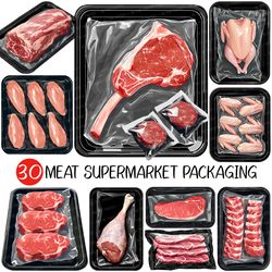 meat supermarket packaging png | raw chicken beef pork turkey lamb steak rib polyethylene pacing sirloin tenderloin brea