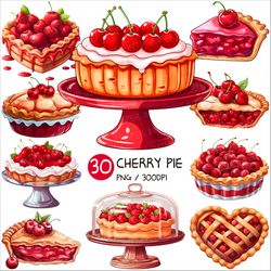 cherry pie png | fruit tart dessert berry clipart pastry piece cake tray glass display showcase sweet illust recipe cute