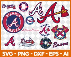 atlanta braves mlb svg cut files baseball clipart bundle