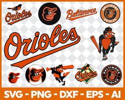 baltimore orioles mlb svg cut files baseball clipart bundle