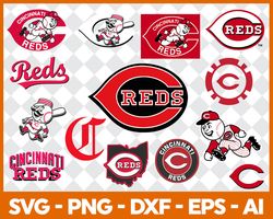 cincinnati reds mlb svg cut files baseball clipart bundle