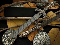 custom hand made damascus knight arming sword christmas gift , birthday , groomsmen , anniversary , wedding gift for men