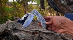 engraved fold knife - prestigious handmade engraved fold pocket knife - d2 steel engraved blade folding knife gifts - po