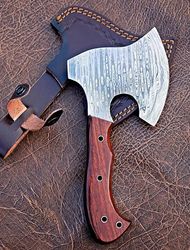 handmade damascus steel camping hatchet axe with sheath 9.5" small vk3772